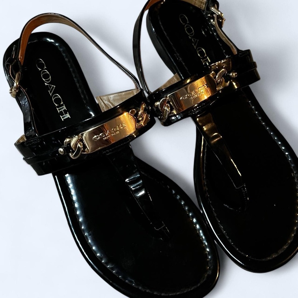 Coach Black and Gold Sandals
